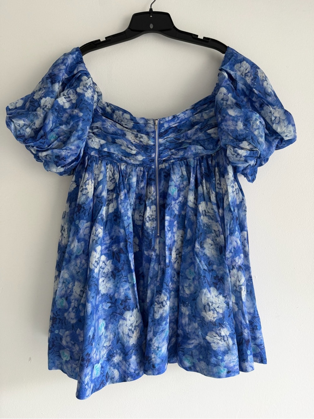Bardot Bold Blue Kali Floral Babydoll Puff Sleeve Mini Dress Size XL 8239 - Picture 5 of 10